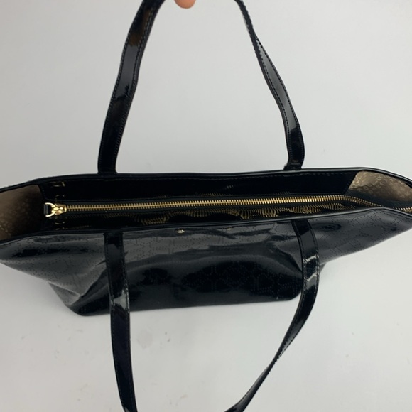 Kate Spade Black Shiny Patent Leather Tote Bag Tan spade lined with pockets - Picture 5 of 16